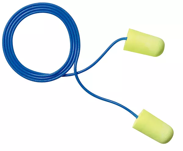 3M E-A-RSOFT YELLOW NEONS EARPLUGS 311-1251, CORDED, POLY BAG, LARGE SIZE, 2000 PAIR/CASE