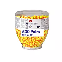 3M Ear Plugs, 500 Pair/Refill Bottle for One Touch Dispenser, E-A-Rsoft SuperFit 391-1254, Uncorded, Disposable, Foam