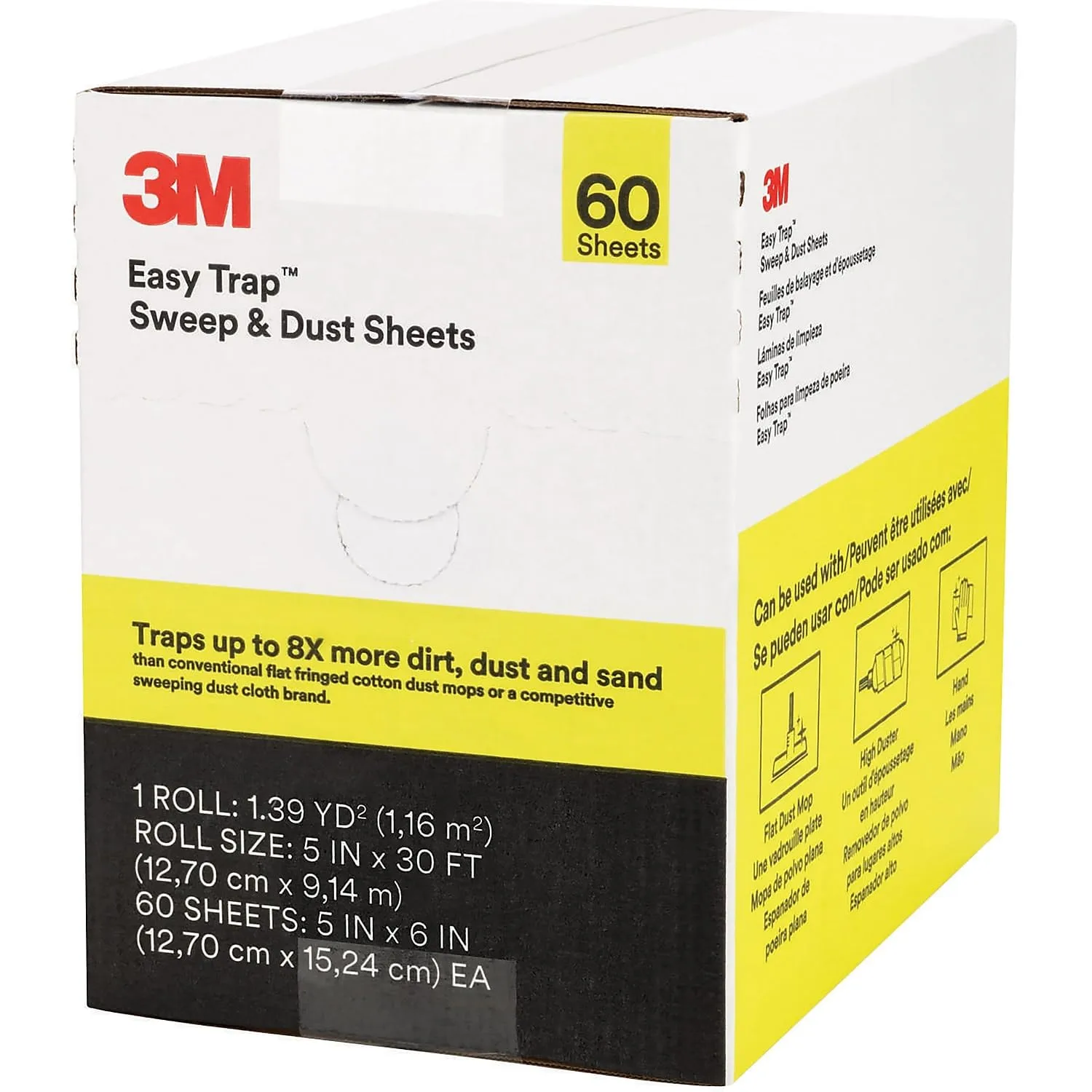 3M Easy Trap Duster Sweep and Dust Sheets, 5" x 6" Sheets, 60 Sheets/Roll