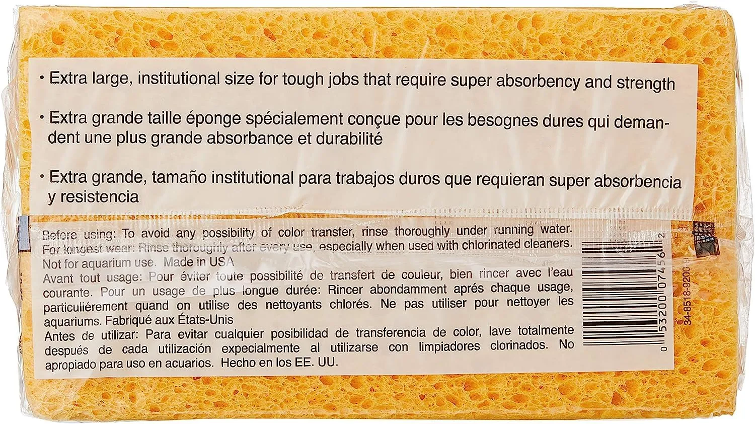 3M Extra Large Commercial Sponge – Durable, Highly Absorbent Cleaning Sponge for Heavy-Duty Tasks