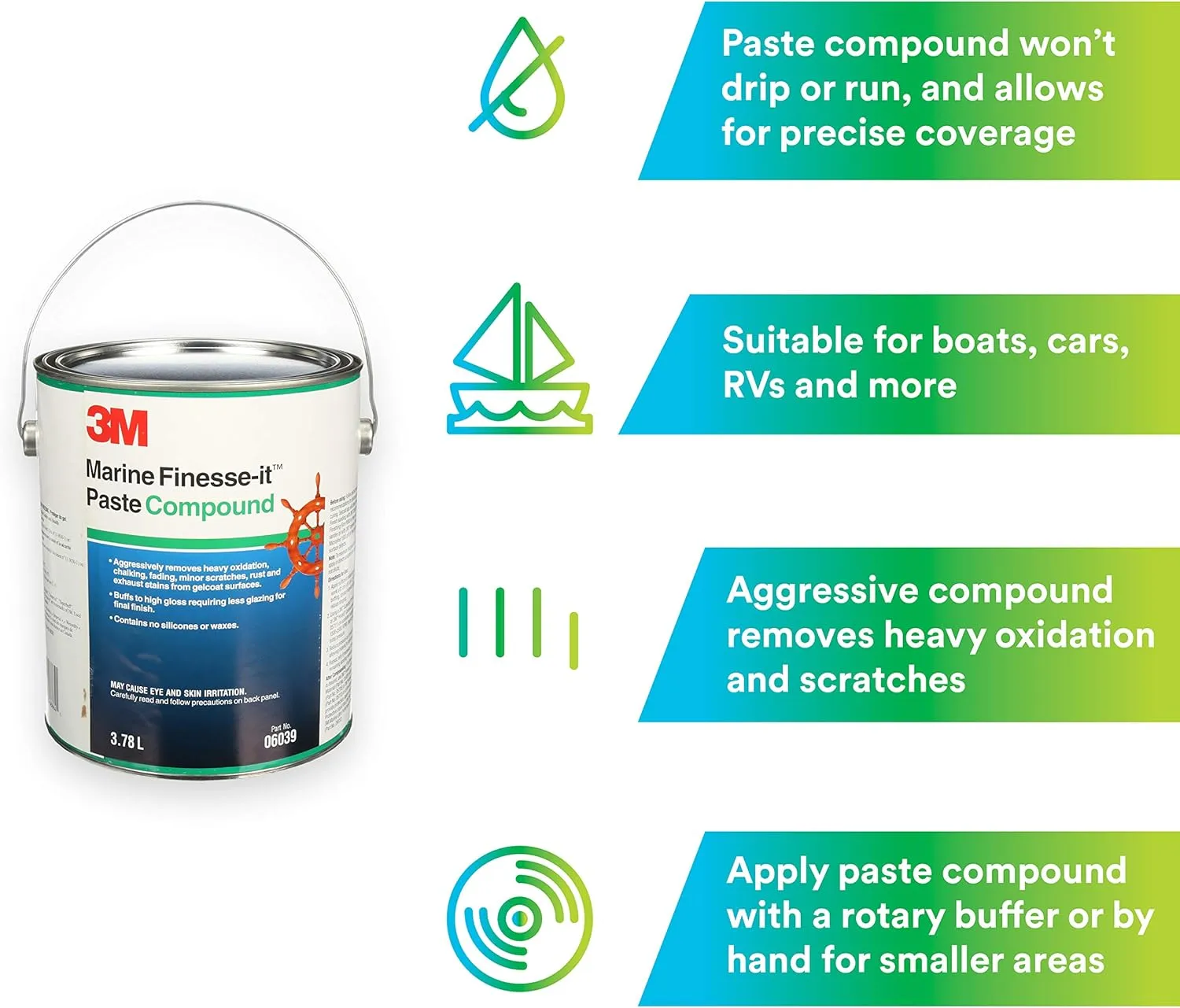 3M Finesse-it Marine Paste Compound, 06039, 1 gal