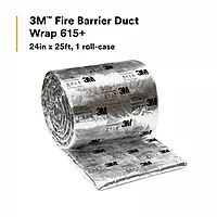 3M Fire Barrier Duct Wrap 615+, Space-Saving, Commercial Kitchen Grease and Ventilation Ducts Applications, 24 in x 25 ft
