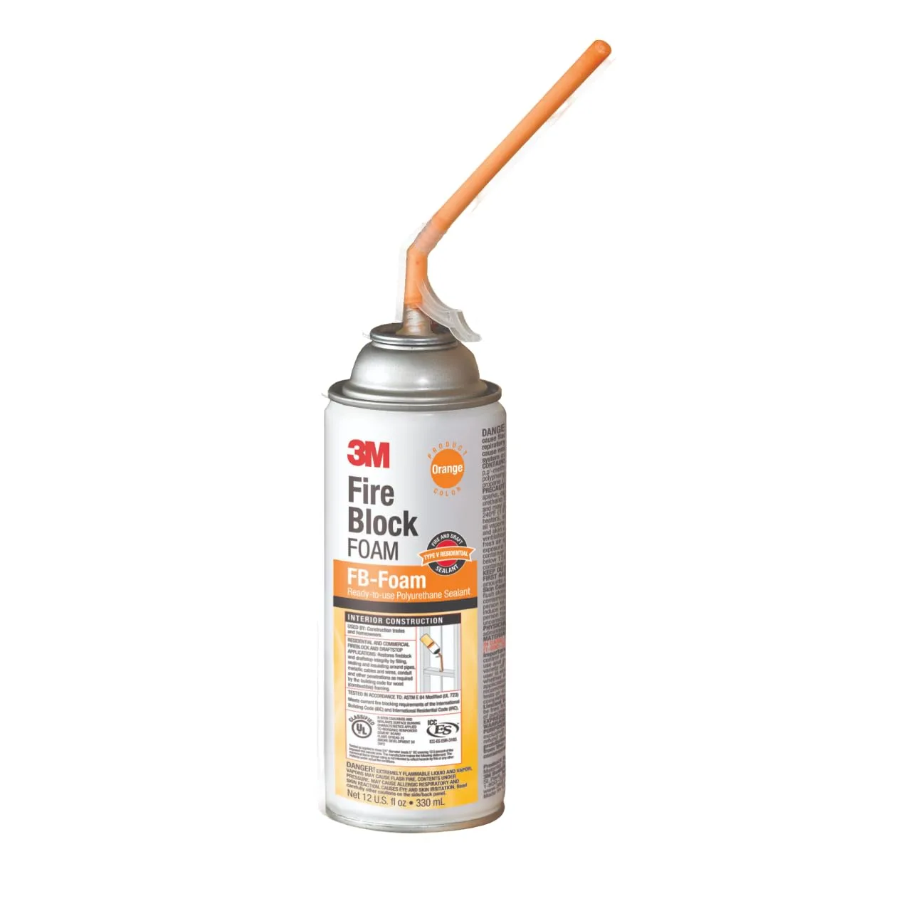 3M Fire Block Foam FB-Foam, Orange Color, Ready-To-Use, In-Place, 12 fl oz Can Pack of 1