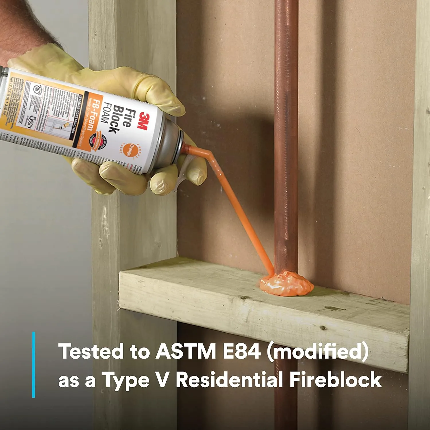 3M Fire Block Foam FB-Foam, Orange Color, Ready-To-Use, In-Place, 12 fl oz Can Pack of 1