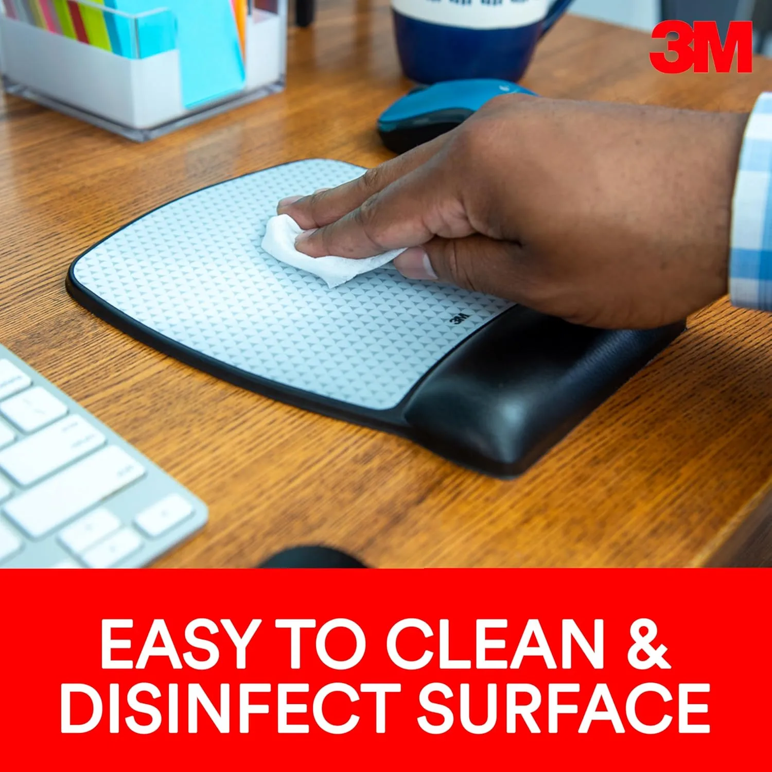 3M Precise Mouse Pad with Gel Wrist Rest, MW85B, Black/Gray, 9.2 x 8.6 in
