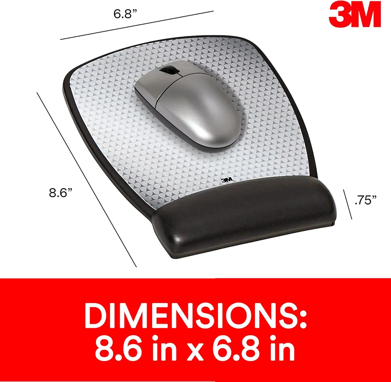 3M Precise Mouse Pad with Gel Wrist Rest, Black MW309LE