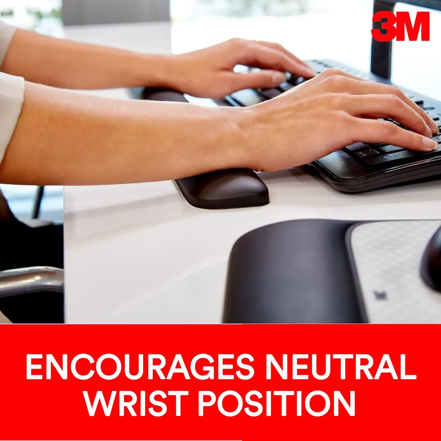3M Gel Wrist Rest for Keyboards, 19 in, Black (WR85B)