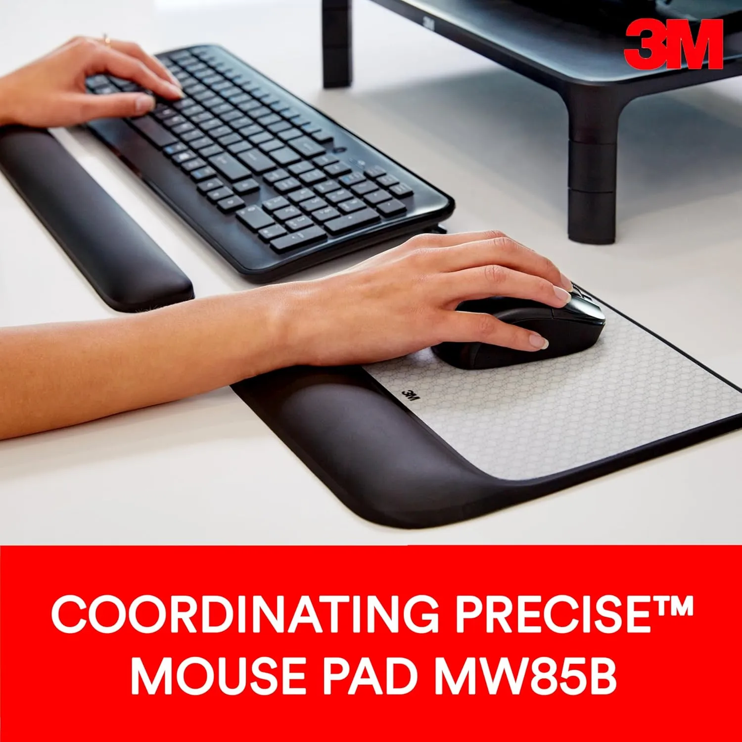 3M Gel Wrist Rest for Keyboards, 19 in, Black (WR85B)