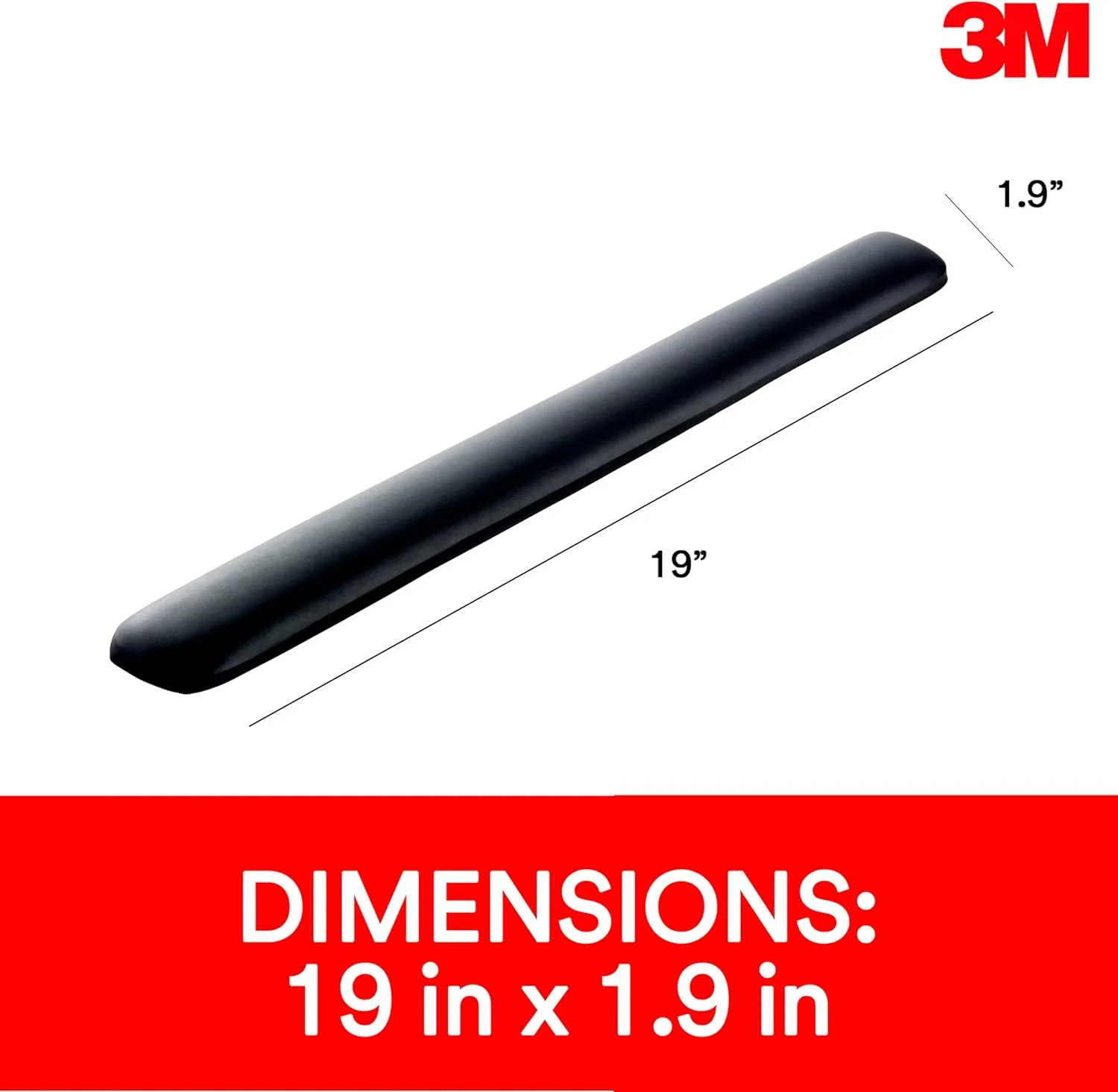 3M Gel Wrist Rest for Keyboards, 19 in, Black (WR85B)
