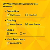 3M Total Performance Gold-Coated Face Shield Window WCP96G -00000, Polycarbonate, Clear
