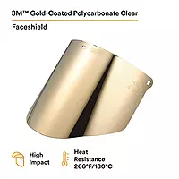 3M Total Performance Gold-Coated Face Shield Window WCP96G -00000, Polycarbonate, Clear