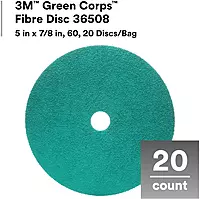 3M Green Corps Fibre Disc 36507, 5 in x 7/8 in, 40+ Grit, 20 Pack, Ceramic Abrasive Disc, Resin Bond