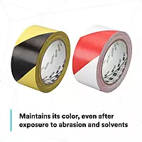 3M Striped Hazard Warning Tape 767 - High Visibility Vinyl Caution Tape for Floors, Walls and Pipes - 2' x 36 yards, 5 Mil