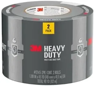 3M Heavy Duty Duct Tape, 1.88in x 45yd, 2 Rolls, Gray