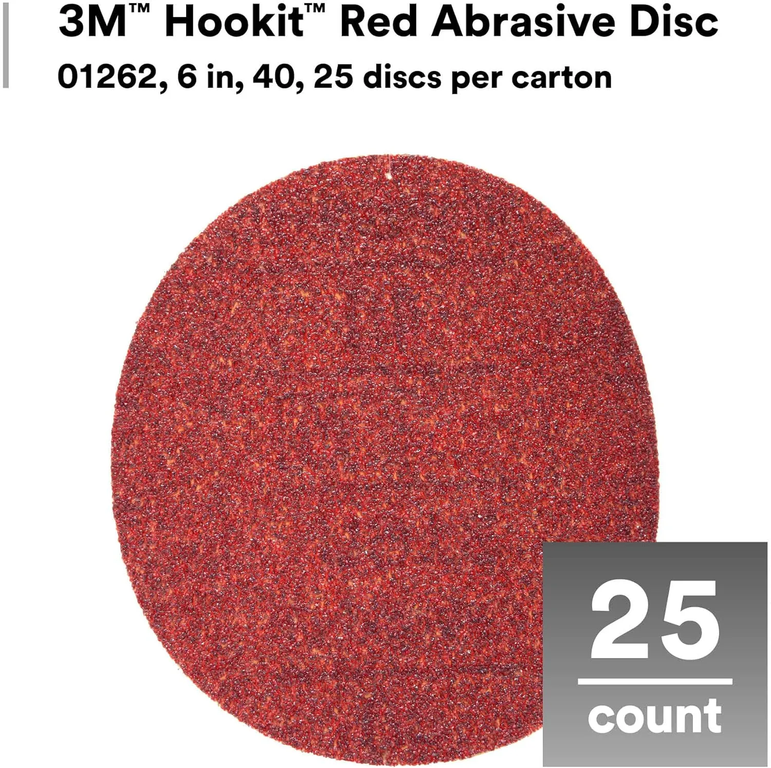 3M Hookit Red Abrasive Sanding Discs, 6 in, Pack of 50