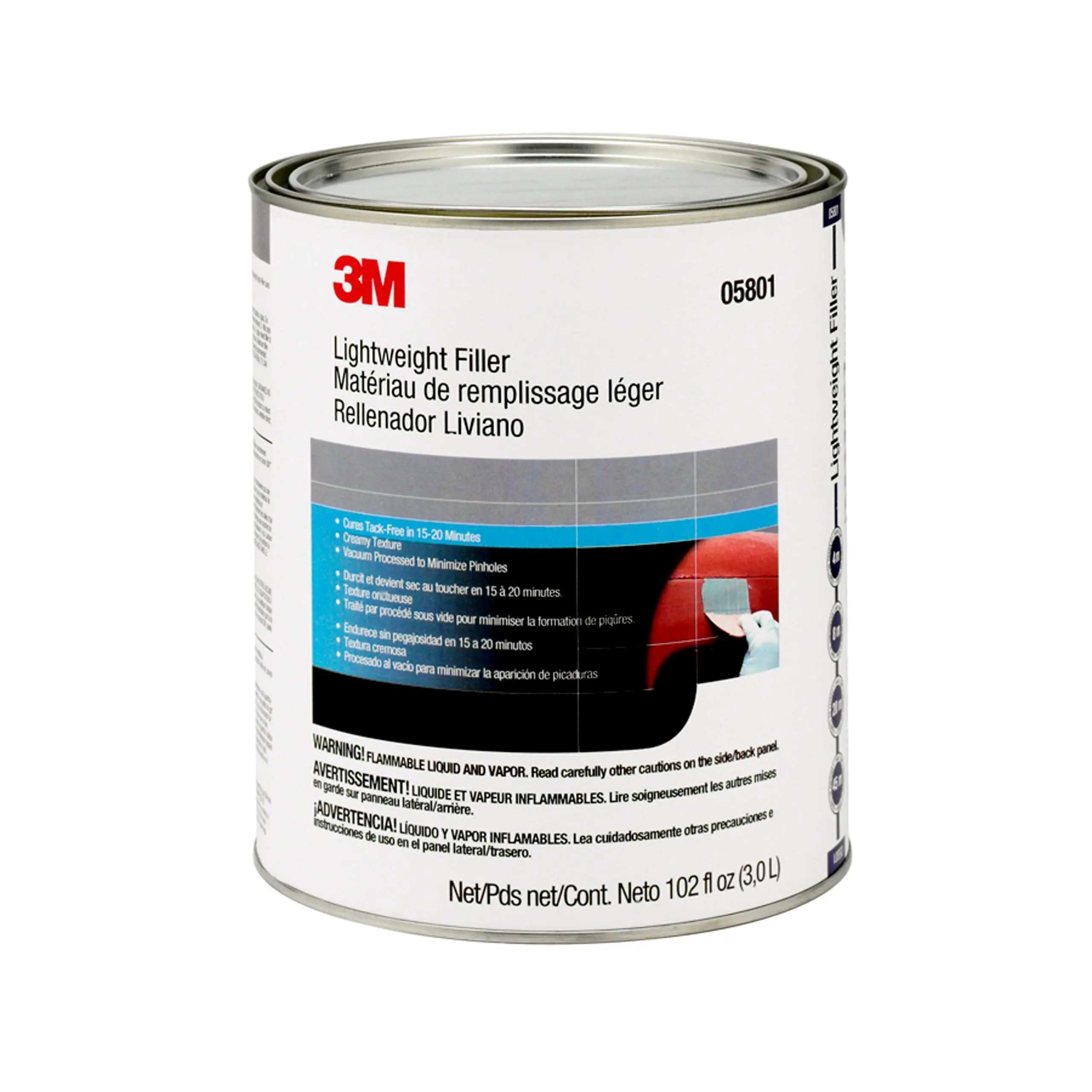 3M Lightweight Body Filler, 05801, 1 gal, White 128 Fl Oz (Pack of 1) 05804