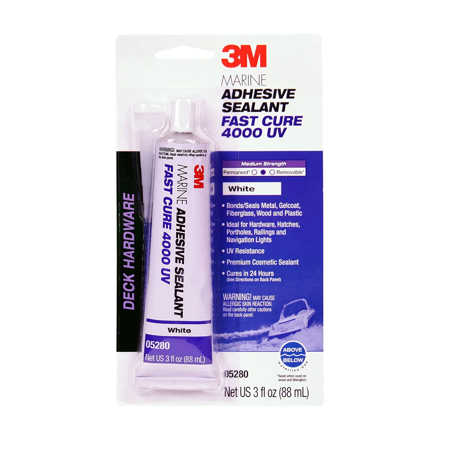 3M Marine Adhesive Sealant 4000 UV (05280) - 3 fl oz, White