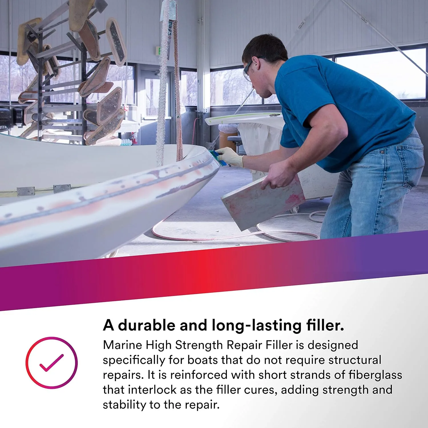 3M Marine High Strength Repair Filler, 46014, 1 gal, White, Gallon