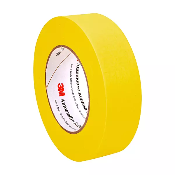 3M Automotive Refinish Masking Tape 388N, 06654, 36 mm x 55 m, Yellow, Crepe Backing, Moisture Resistant
