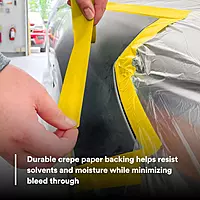 3M Automotive Refinish Masking Tape 388N, 06654, 36 mm x 55 m, Yellow, Crepe Backing, Moisture Resistant