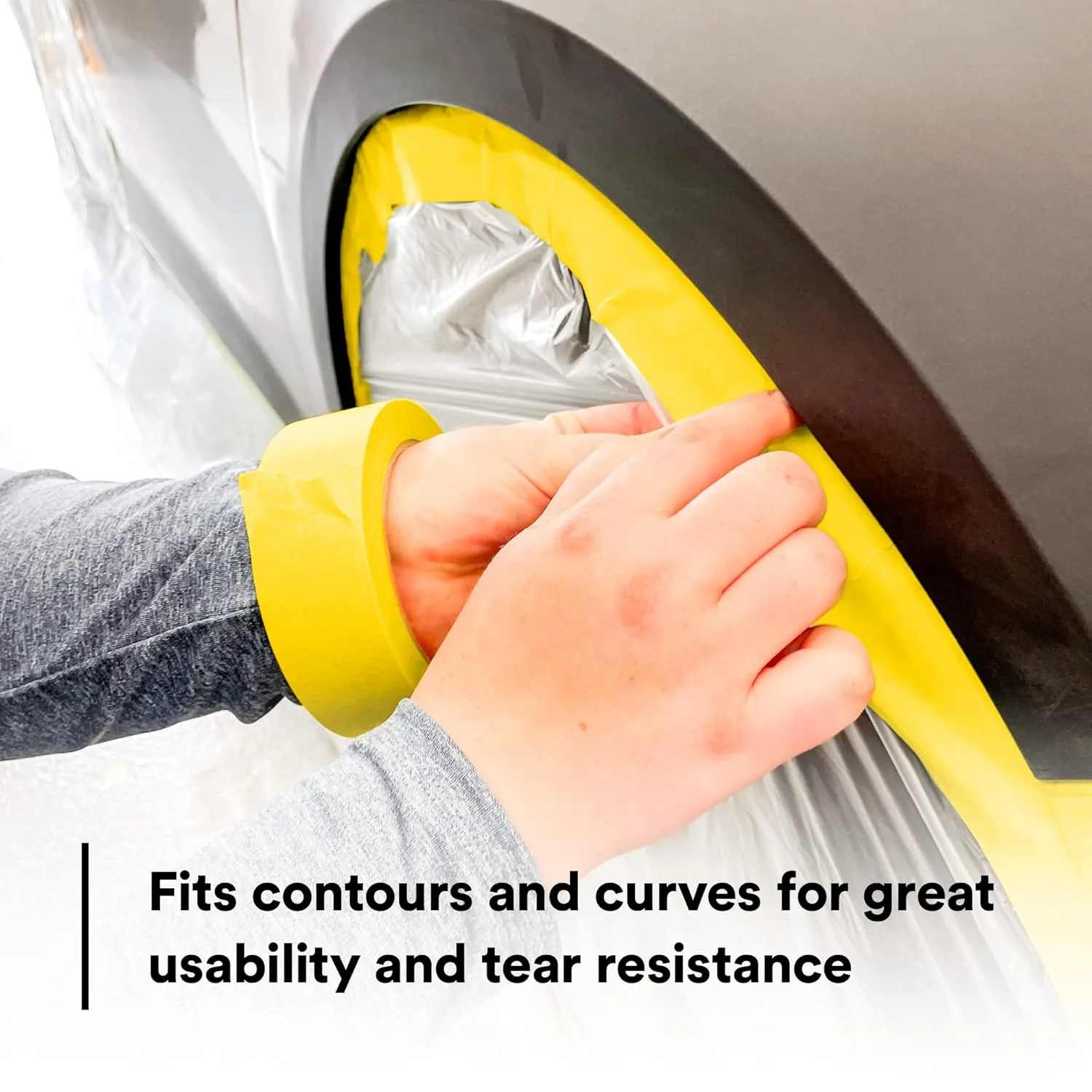 3M Automotive Refinish Masking Tape 388N, 06654, 36 mm x 55 m, Yellow, Crepe Backing, Moisture Resistant