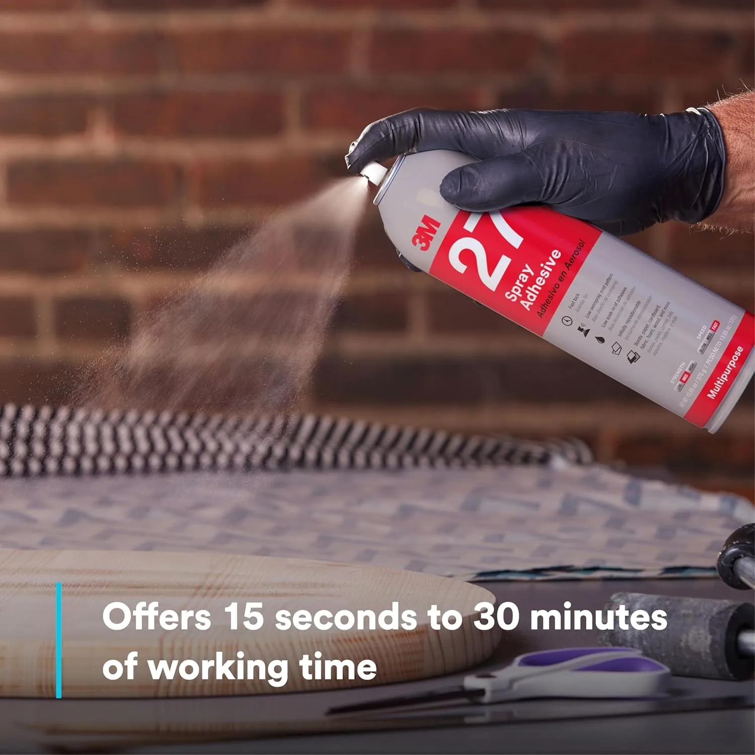 3M Multi-Purpose Spray Adhesive 27, Clear, 16 fl oz Can (Net Wt 13.05 oz), 1 Can, NOT FOR SALE IN CA AND OTHER STATES