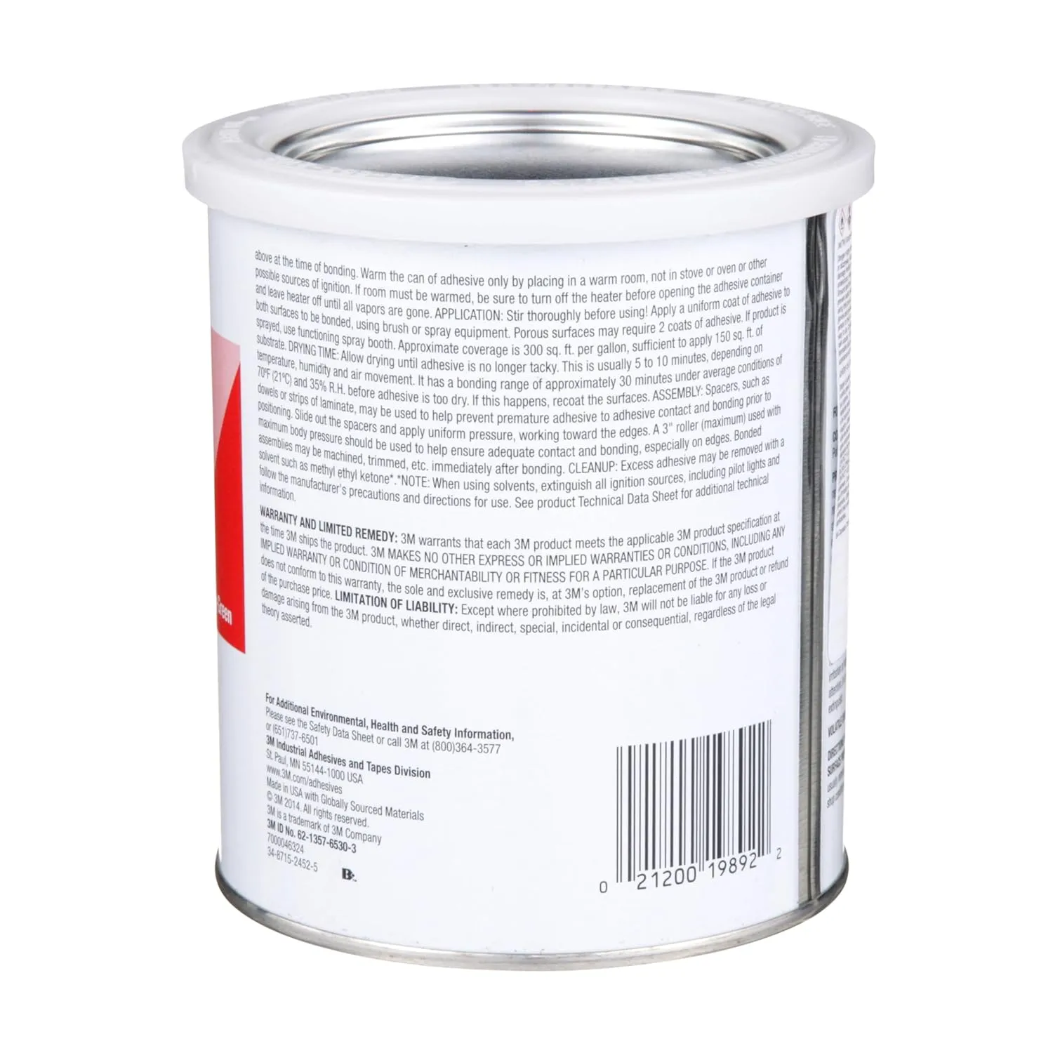 3M Neoprene High Performance Contact Adhesive 1357, Gray-Green, 1 Quart Can