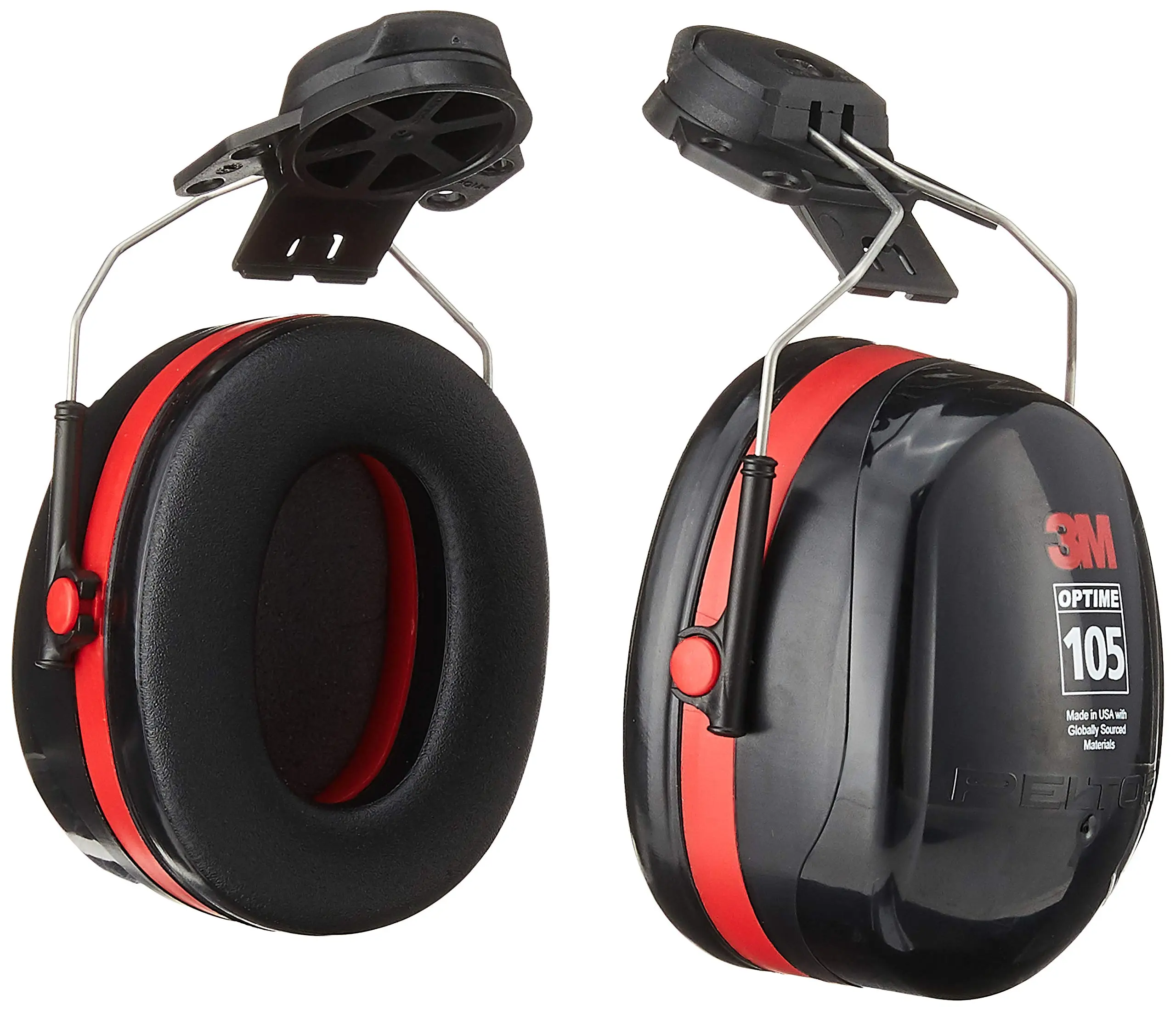 3M H10P3E Peltor Optime 105 Helmet Attachable Earmuff, NRR 27 dB, Black, Large