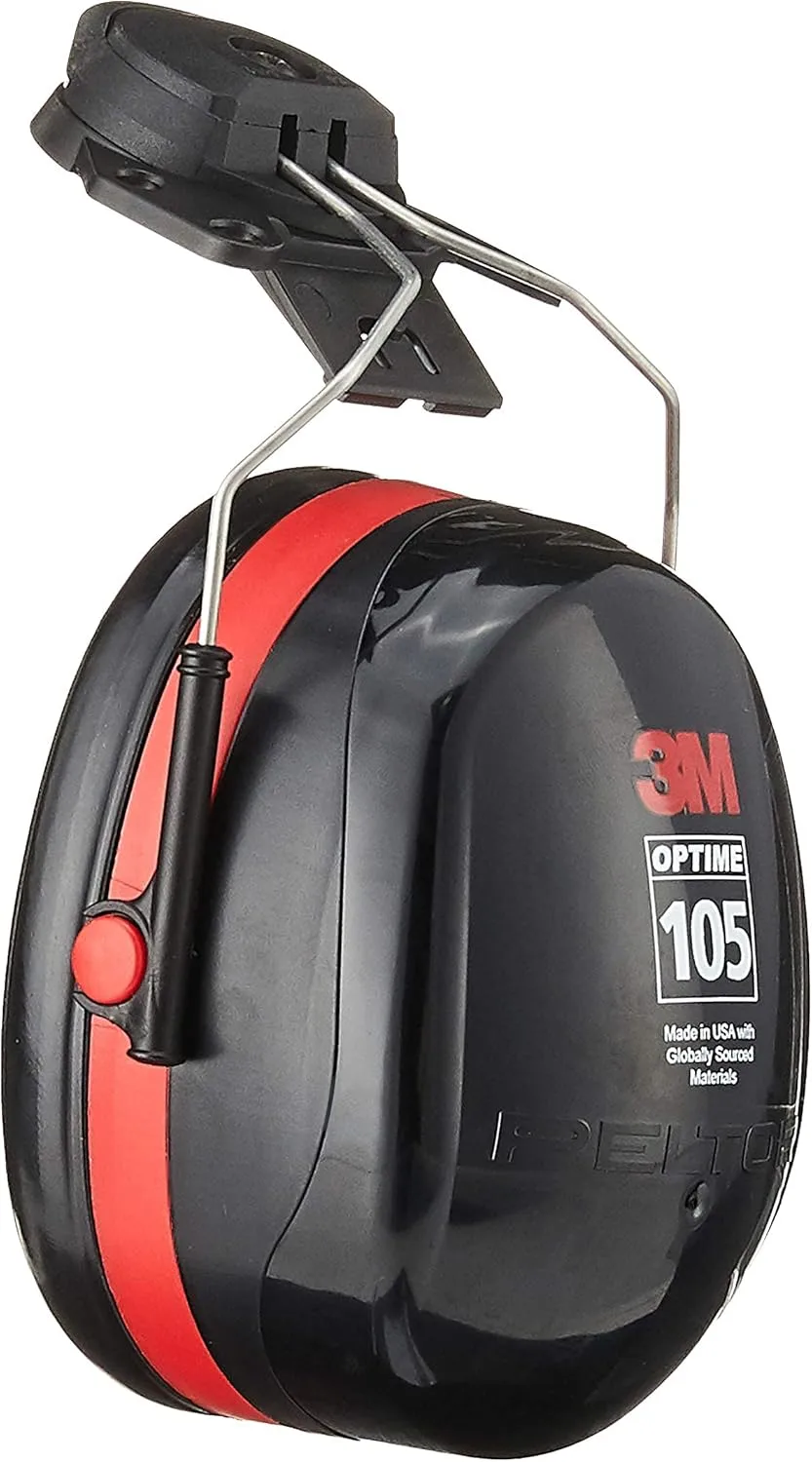 3M H10P3E Peltor Optime 105 Helmet Attachable Earmuff, NRR 27 dB, Black, Large