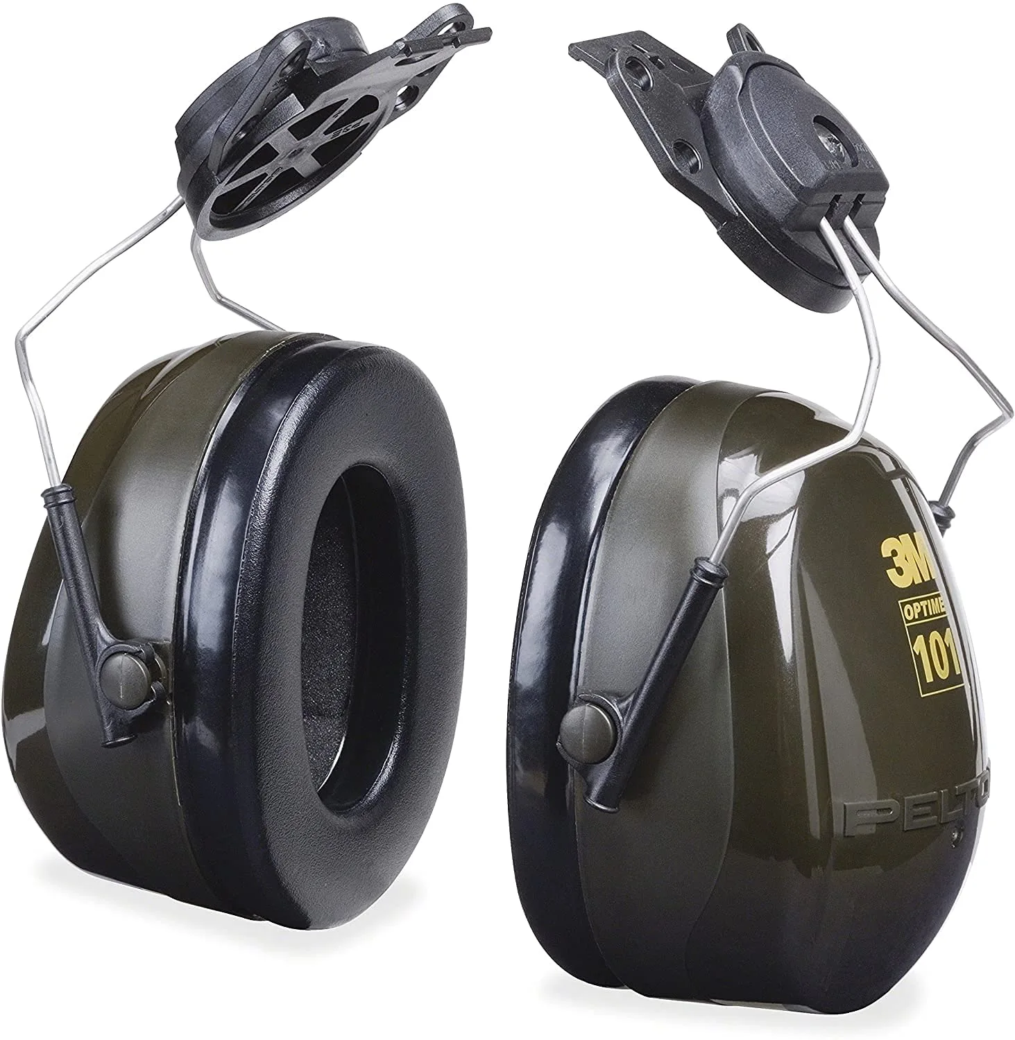 3M Peltor Optime 101 Helmet Attachable Earmuff,Green One Size Fits Most