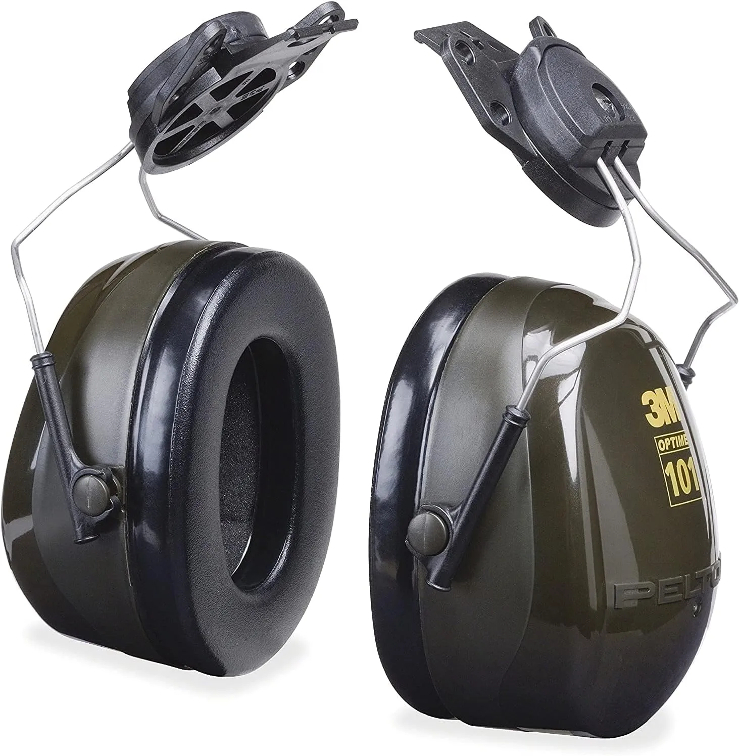 3M Peltor Optime 101 Helmet Attachable Earmuff,Green One Size Fits Most