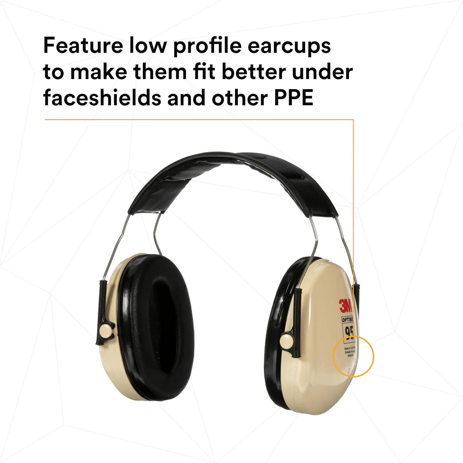 3M PELTOR Hearing Protection Optime 95 Earmuffs, Adjustable Earcups, E-A-Rfit Compatible
