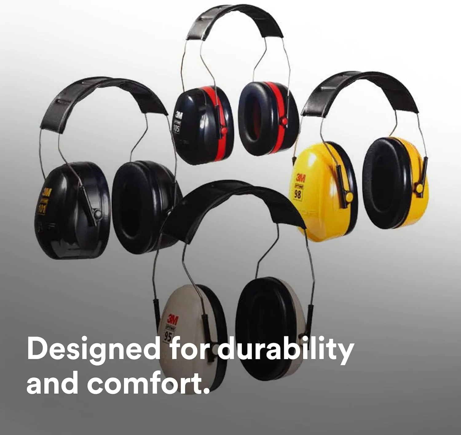 3M PELTOR Hearing Protection Optime 95 Earmuffs, Adjustable Earcups, E-A-Rfit Compatible