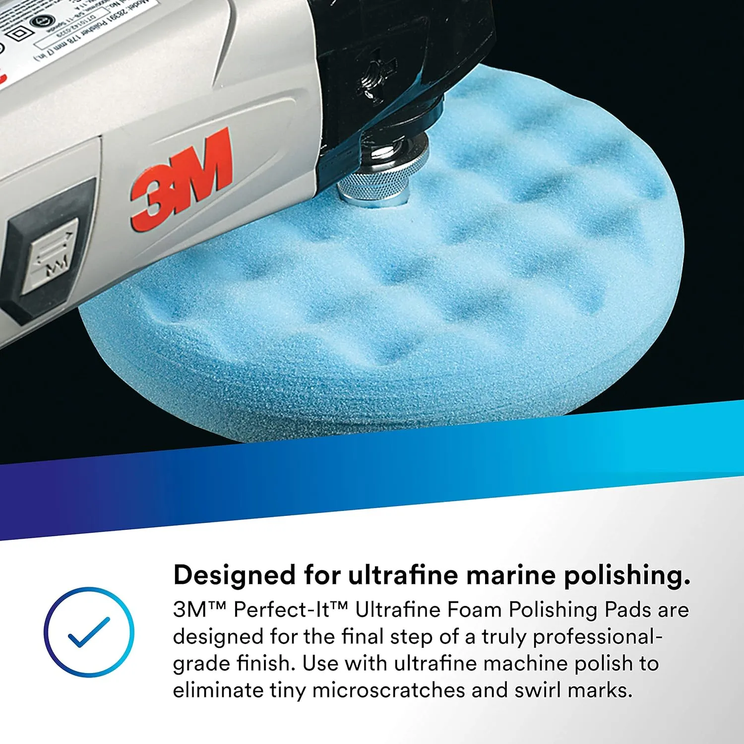 3M 05708 Perfect It Ultrafine Foam Polishing Pad Double Sided 8 Inches, Blue