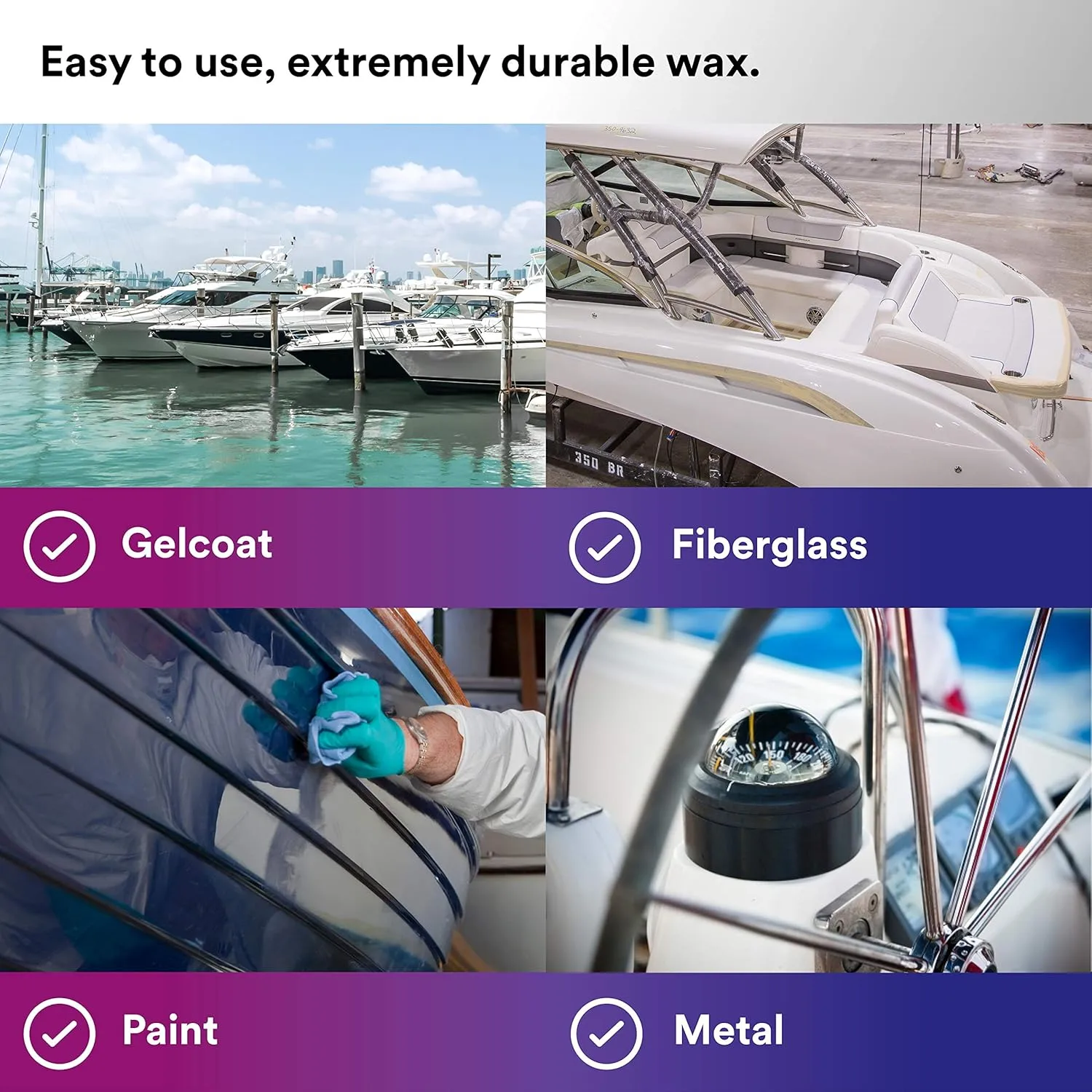 3M Perfect-It Boat Wax, 36113, 1 Quart, Contains Carnauba Wax, Protects against Weather and Oxidation, For Boats and RVs