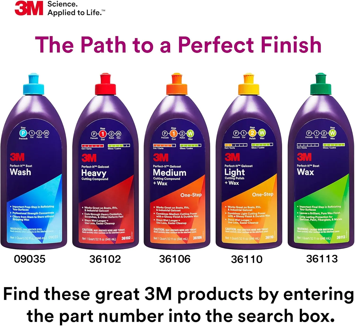3M Perfect-It Gelcoat Light Cutting Polish + Wax for Boats and RVs