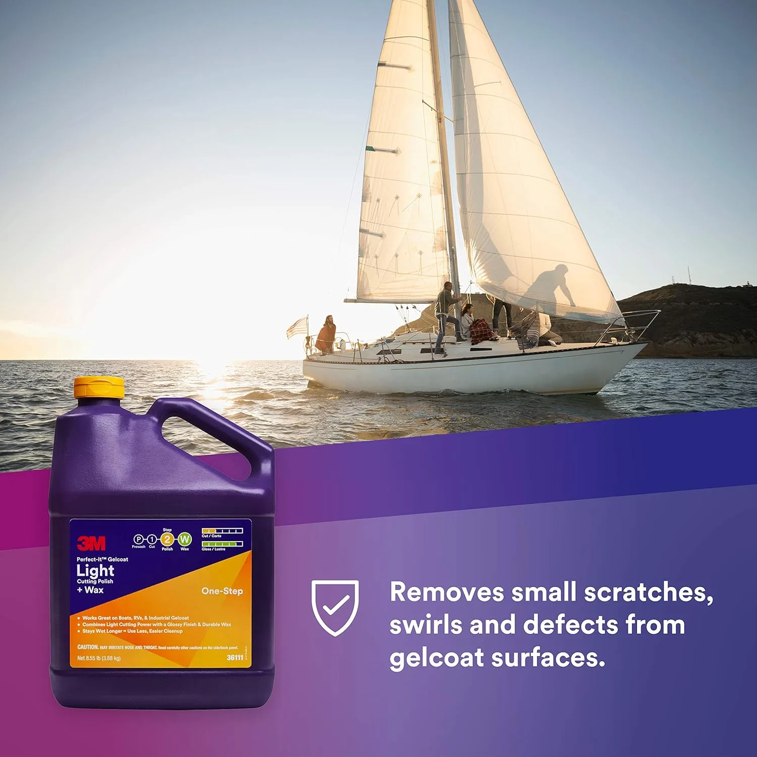 3M Perfect-It Gelcoat Light Cutting Polish + Wax for Boats and RVs