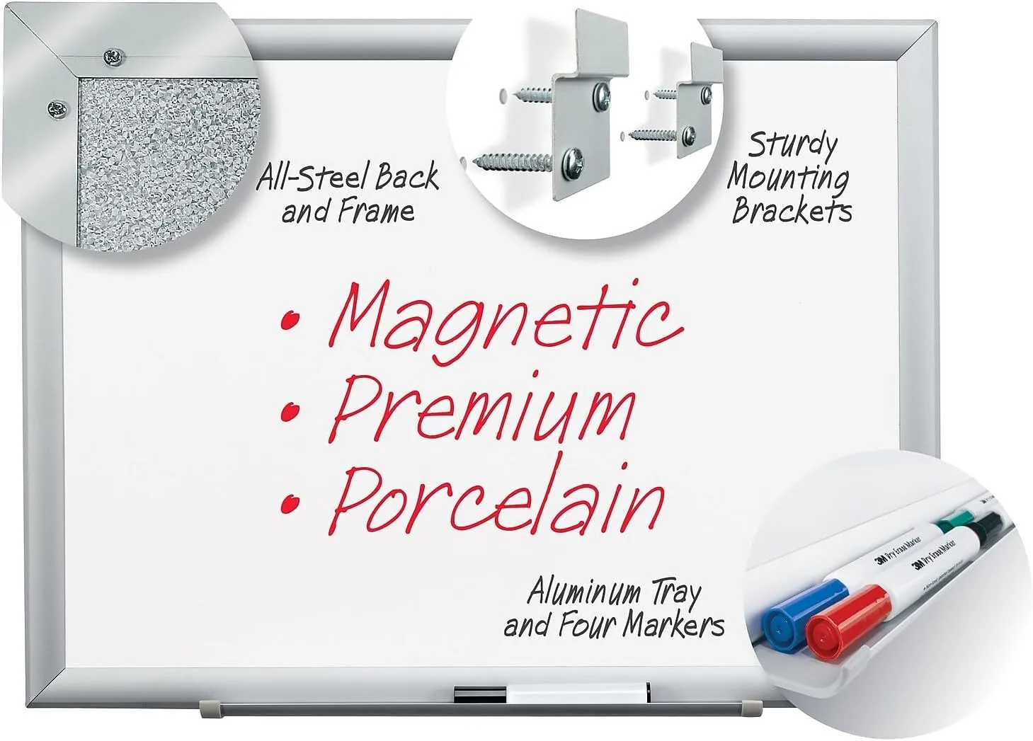 3M Porcelain Dry Erase Board with Aluminum Frame
