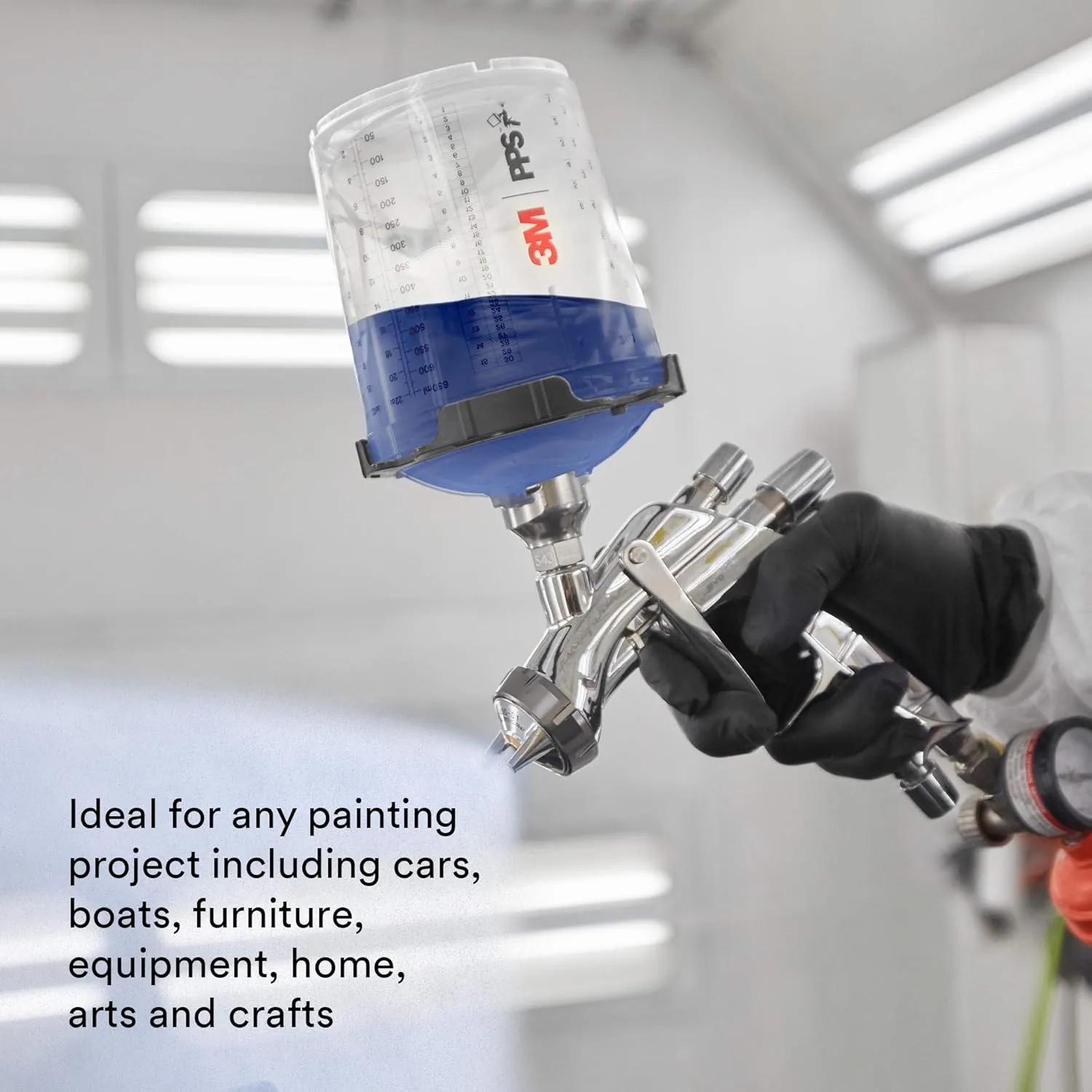3M 26000 PPS 2.0 Spray Gun Cup, Lids and Liners Kit, Standard, 200-Micron Filter, 22 Ounces, BLACK,SILVER 22 oz (Standard) Kit