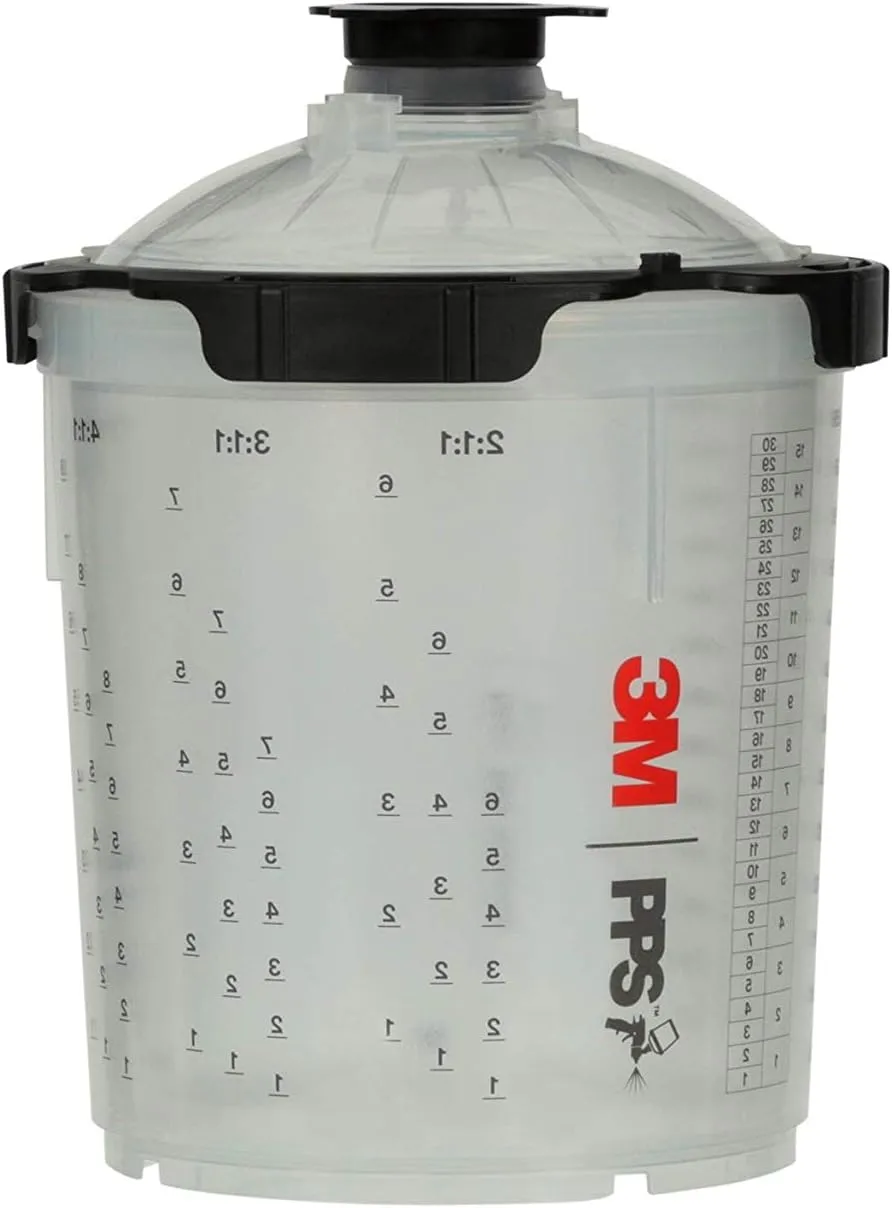 3M 26000 PPS 2.0 Spray Gun Cup, Lids and Liners Kit, Standard, 200-Micron Filter, 22 Ounces, BLACK,SILVER 22 oz (Standard) Kit