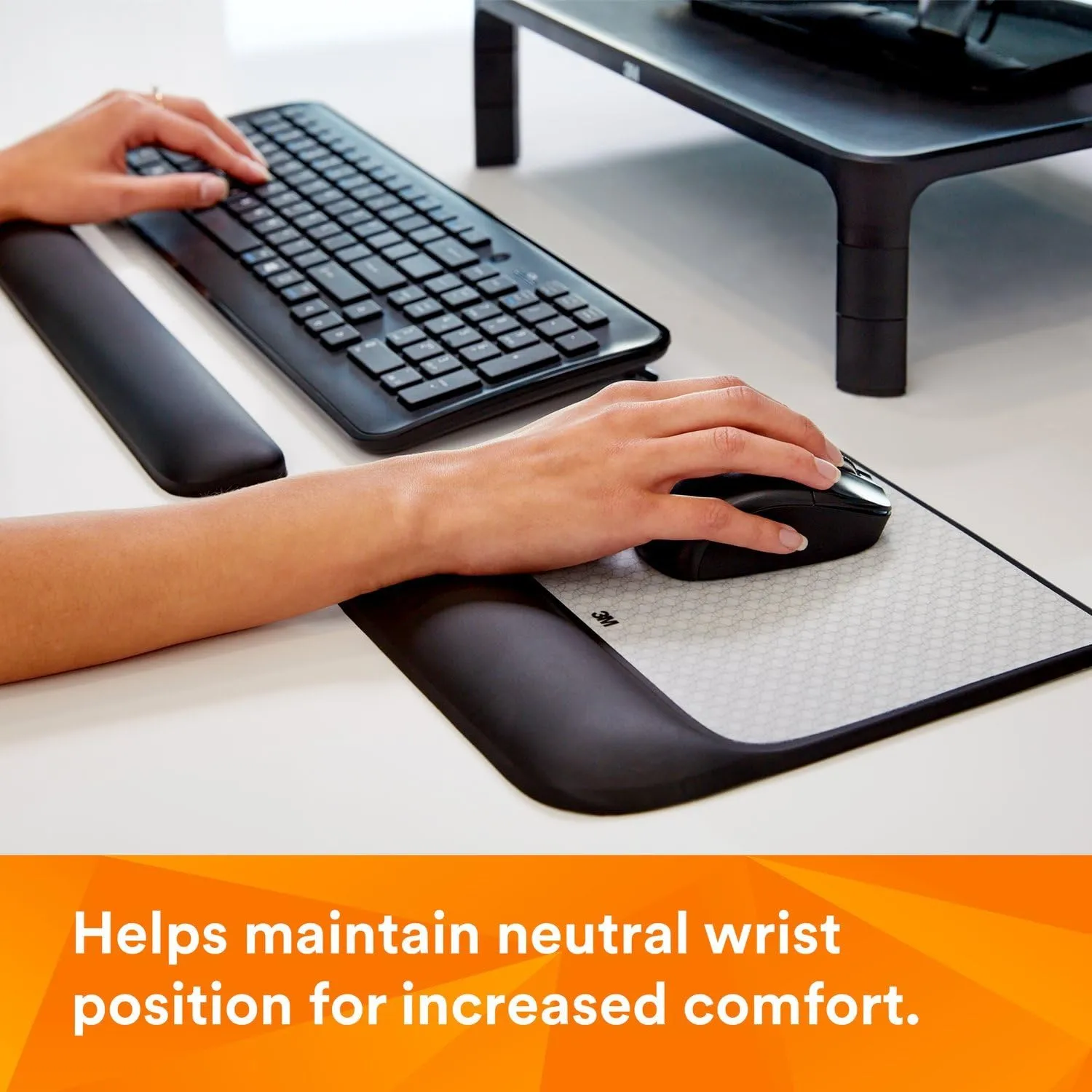 3M Precise Mouse Pad with Gel Wrist Rest, MW85B, Black/Gray, 9.2 x 8.6 in