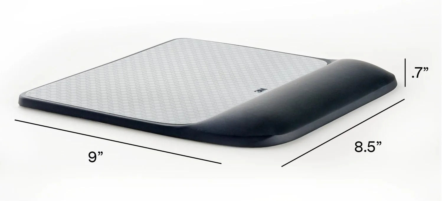 3M Precise Mouse Pad with Gel Wrist Rest, MW85B, Black/Gray, 9.2 x 8.6 in