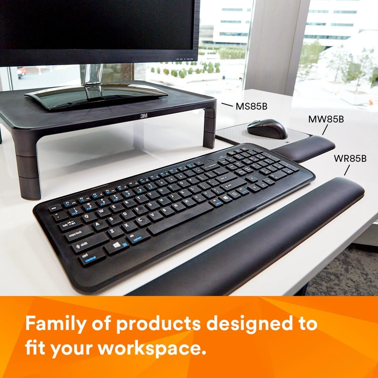 3M Precise Mouse Pad with Gel Wrist Rest, MW85B, Black/Gray, 9.2 x 8.6 in
