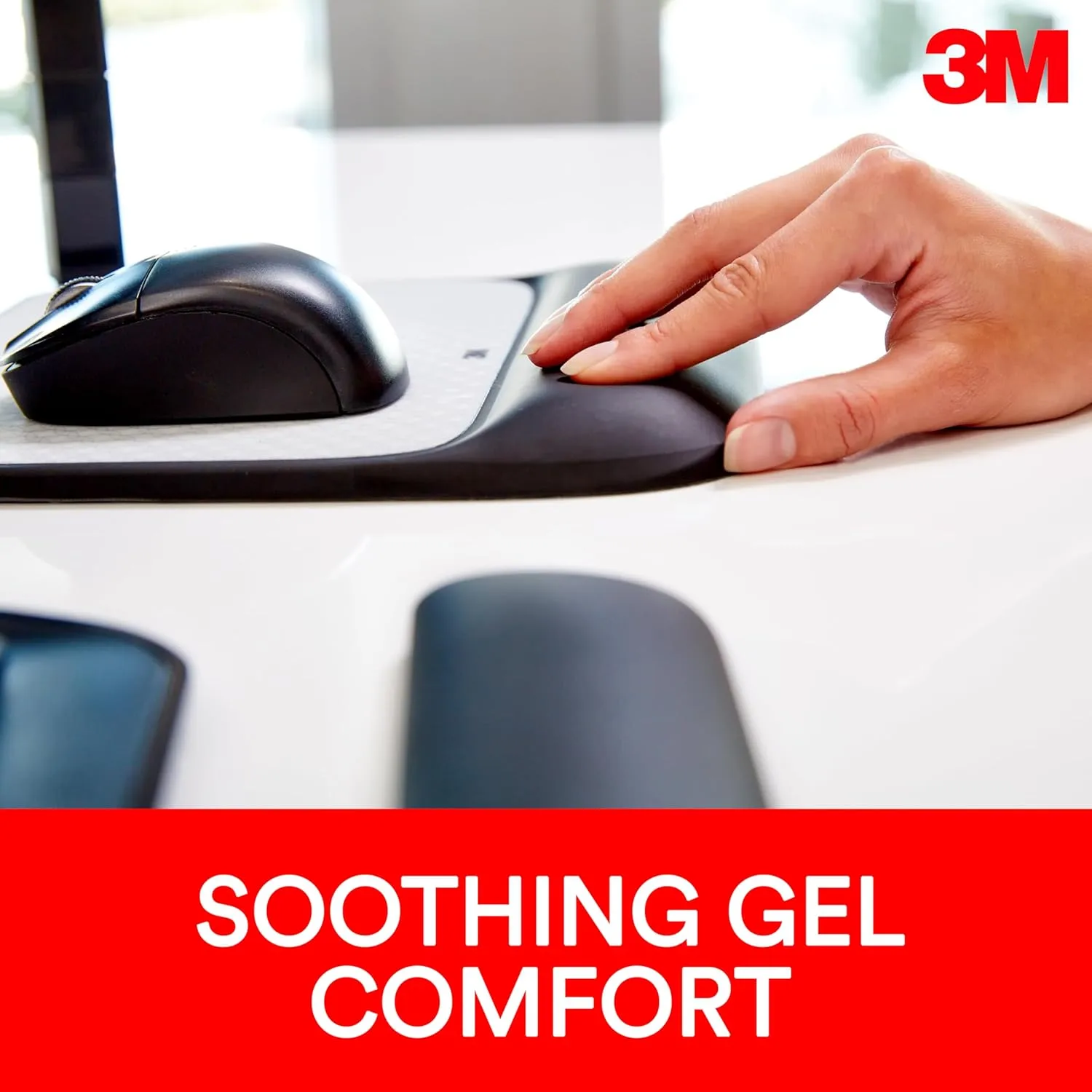 3M Precise Mouse Pad with Gel Wrist Rest, MW85B, Black/Gray, 9.2 x 8.6 in