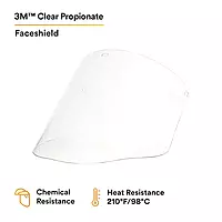 3M Clear Propionate Faceshield W96, Pack of 10, 82700-00000, Molded