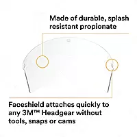 3M Clear Propionate Faceshield W96, Pack of 10, 82700-00000, Molded