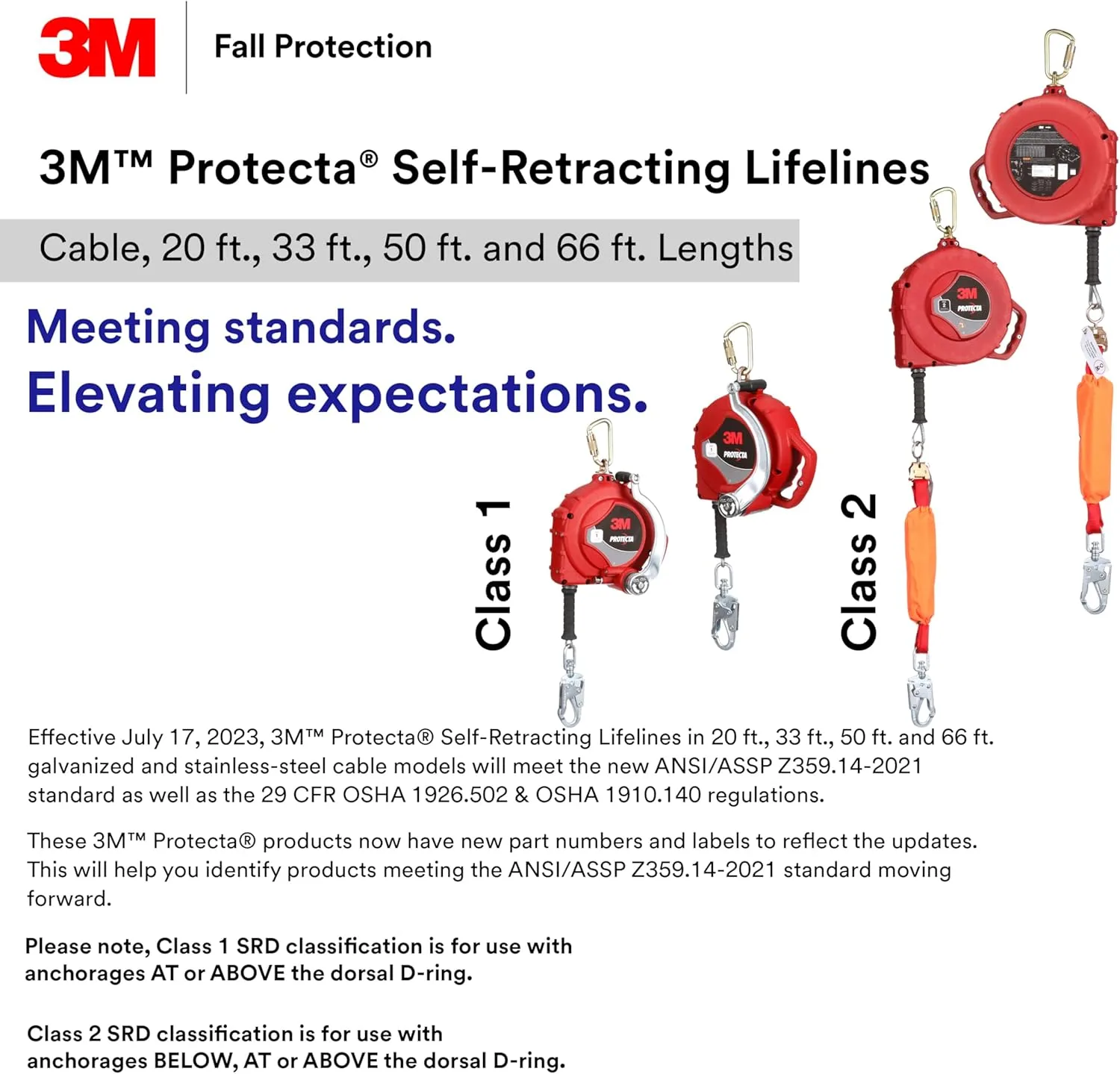 3M Protecta Self-Retracting Lifeline 3590038, Galvanized Cable, 50 ft.