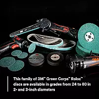 3M Green Corps Roloc Disc 36525, 40+ Grit, 2 in, Pack of 25 Heavy Duty, Quick Change Discs for Grinding, Coating Removal