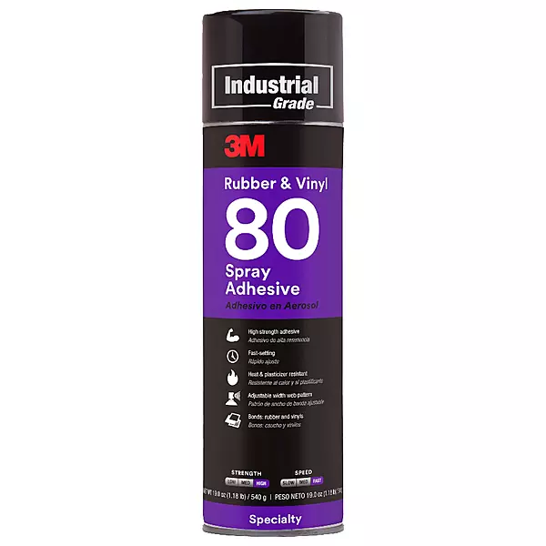 3M 80 Yellow Rubber and Vinyl Spray Adhesive, 24 Fluid + M69 Ounce Aerosol, Net weight 19 Ounce