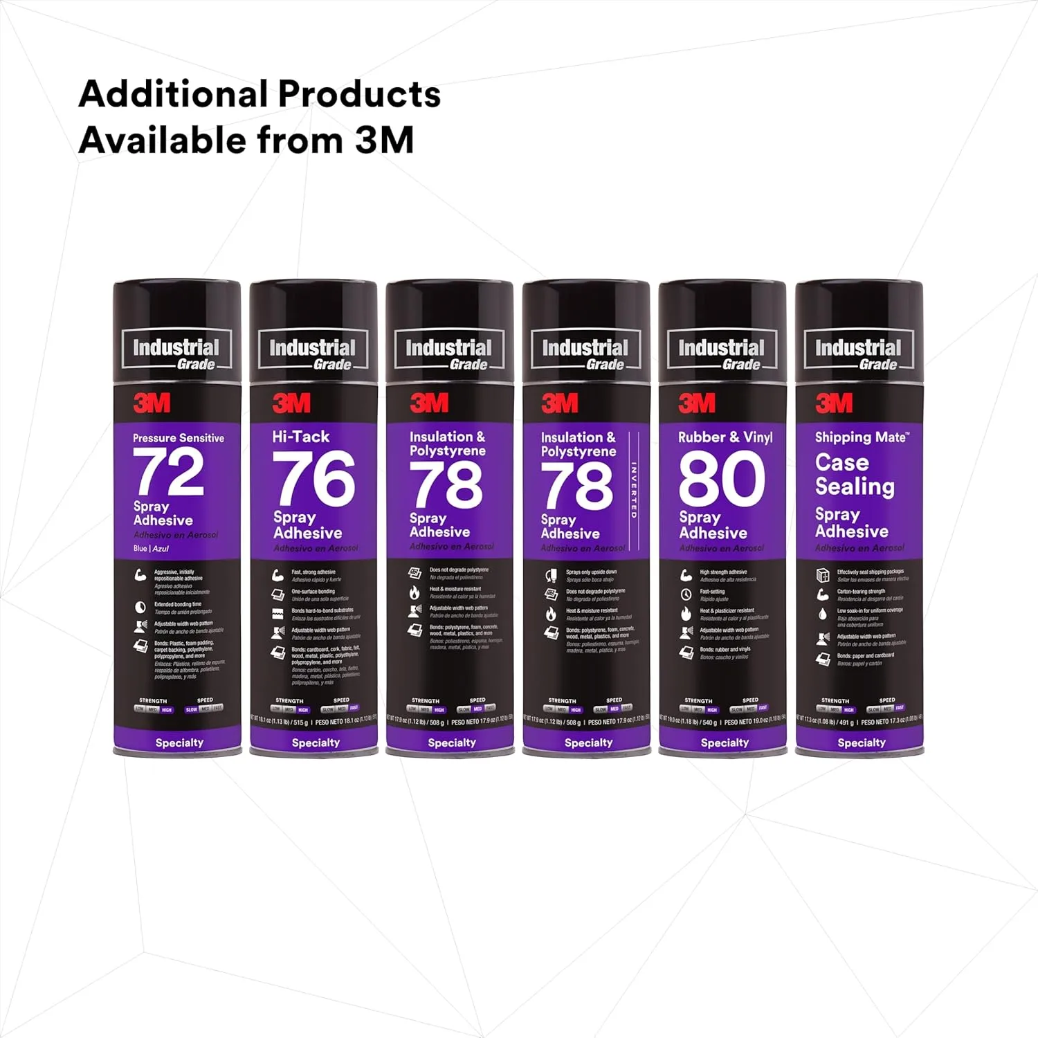 3M 80 Yellow Rubber and Vinyl Spray Adhesive, 24 Fluid + M69 Ounce Aerosol, Net weight 19 Ounce